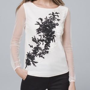 FLORAL-PRINT LACE BLOUSE